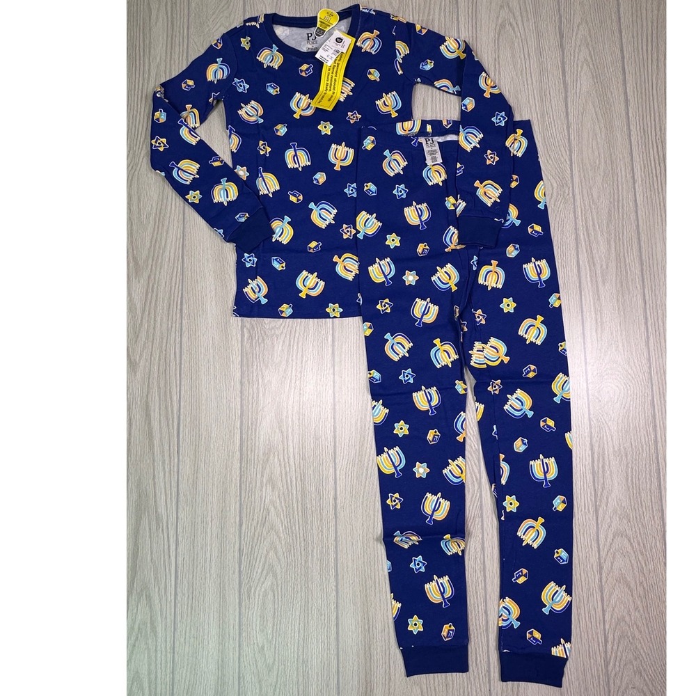 The Childrens Place Boys Hanukkah‎ Pajamas Navy Sail Glow in the Dark 12